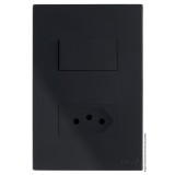 Conjunto 1 Interruptor Simples + 1 Tomada 20A 4x2 - RECTA Preto Black Satin Fosco